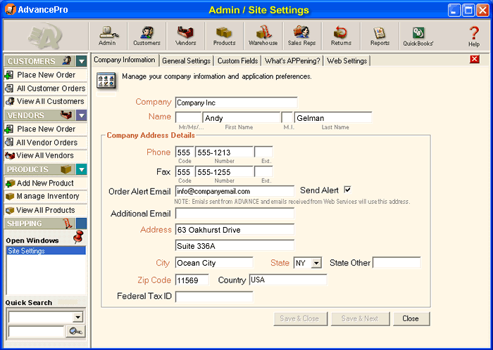 Admin - Site Settings