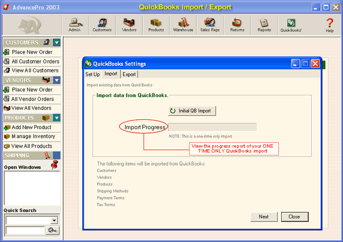QuickBooks/Settings - Import