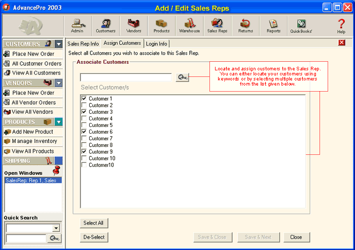 Sales Reps/Assign Customers
