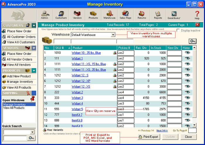 :: AdvanceWare Solutions, Inc. :: - Products/Manage Inventory