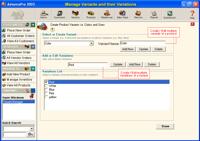 :: AdvanceWare Solutions, Inc. :: - Products/Manage Variants